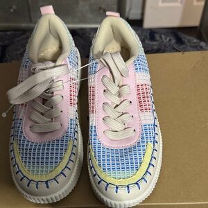 Multicolor Kids Sneakers with Pink Accents